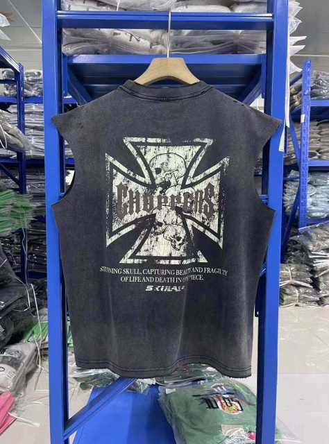 West Coast Choppers Vintage Motorcycle Print Distressed Loose Sleeveless Tank Top