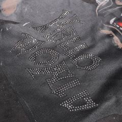 Evil Old Man Splash Ink Rhinestone Print Washed Tee 28874573