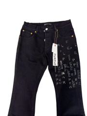 1:1 quality version Black Rhinestone Letter Flare Jeans 28997722