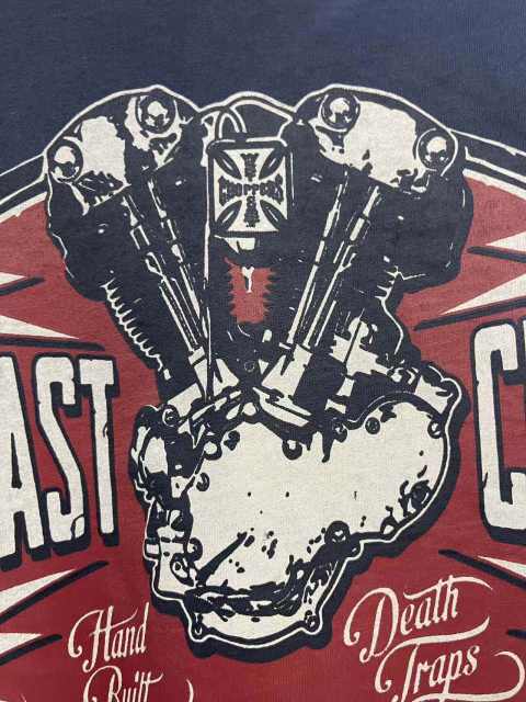 West Coast Choppers Motorcycle Print Washed Dyed Loose Casual T-Shirt
