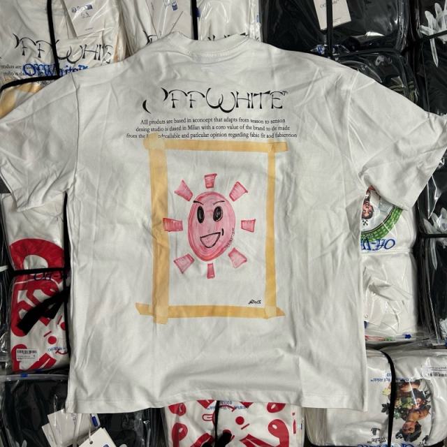 1:1 Top Quality OW Sun Moon Skate T-Shirt White