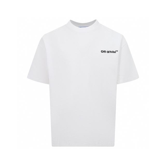1:1 Top Quality OW Logo Printed Crewneck T-Shirt Black White