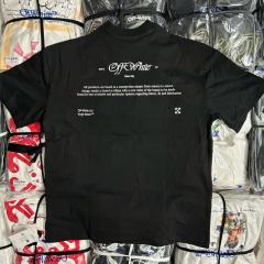 1:1 Top Quality OW Branded-Print Short-Sleeved Cotton-Jersey T-Shirt