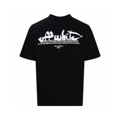 1:1 Top Quality OW Paint script T-shirt - Grey Black