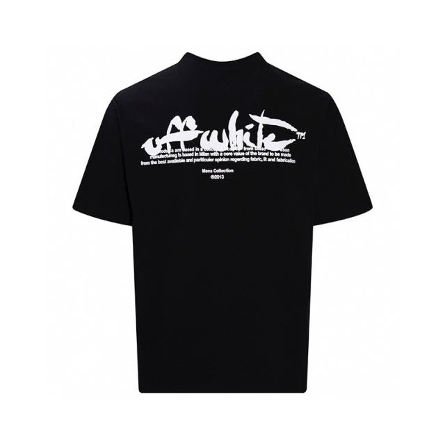 1:1 Top Quality OW Paint script T-shirt - Grey Black