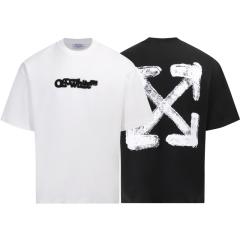 1:1 Top Quality OW SS19 Oversized Oil Painting Diagonal Arrows Tee T-Shirt Black White