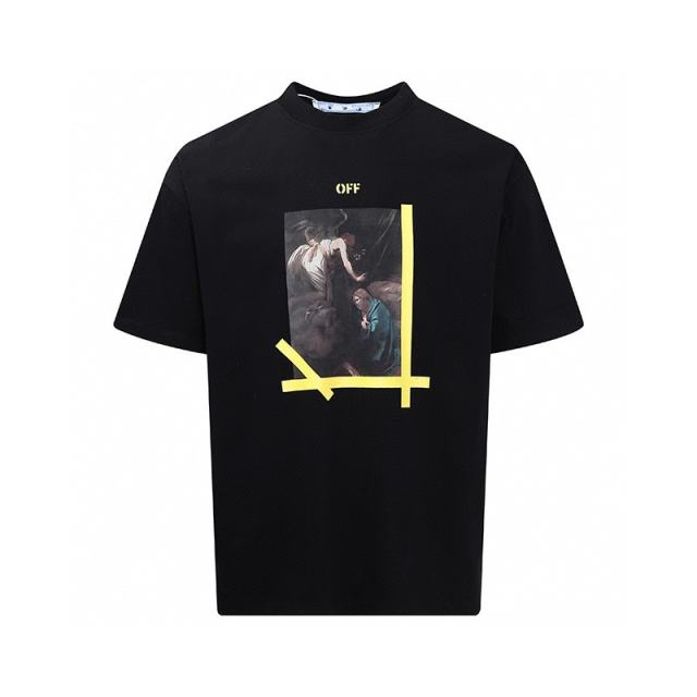 1:1 Top Quality OW Caravaggio Print T-Shirt Black