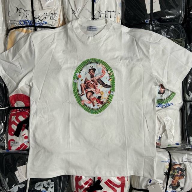 1:1 Top Quality OW Fresco Oval T-Shirt White