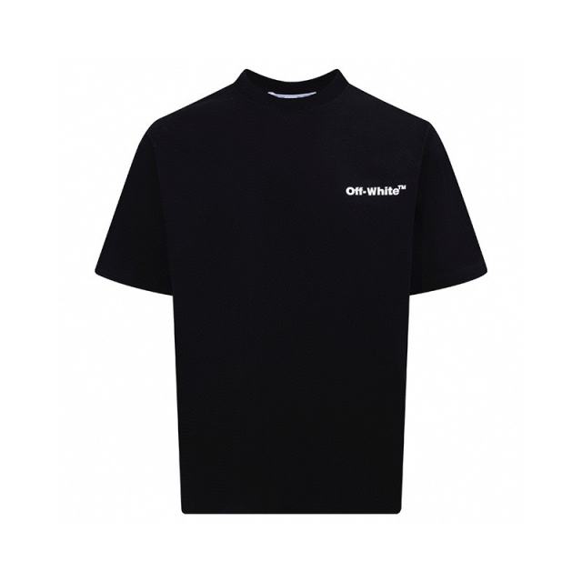1:1 Top Quality OW Logo Printed Crewneck T-Shirt Black White
