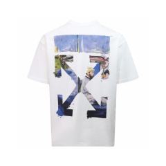 1:1 Top Quality OW SS19 Oversized Oil Painting Diagonal Arrows Tee T-Shirt Black White