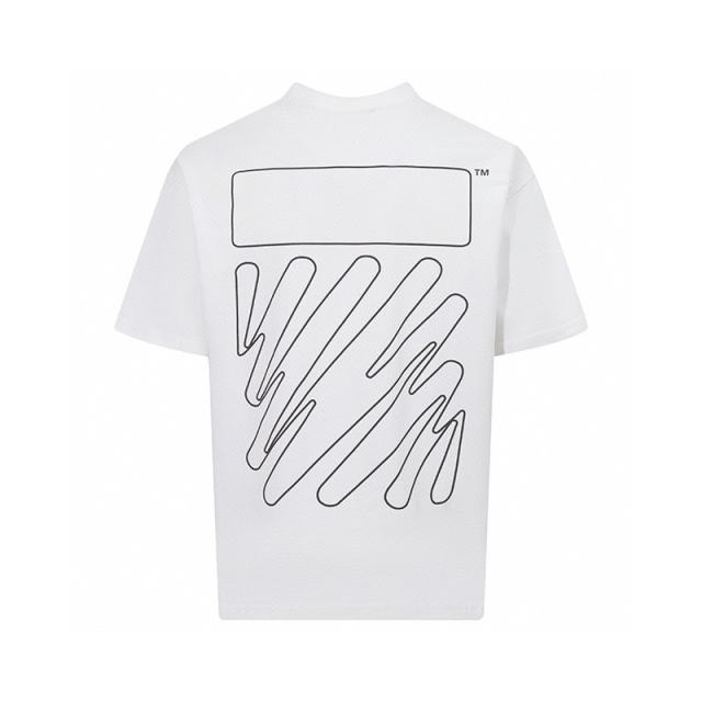 1:1 Top Quality OW Logo Printed Crewneck T-Shirt Black White