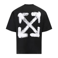 1:1 Top Quality OW SS19 Oversized Oil Painting Diagonal Arrows Tee T-Shirt Black White