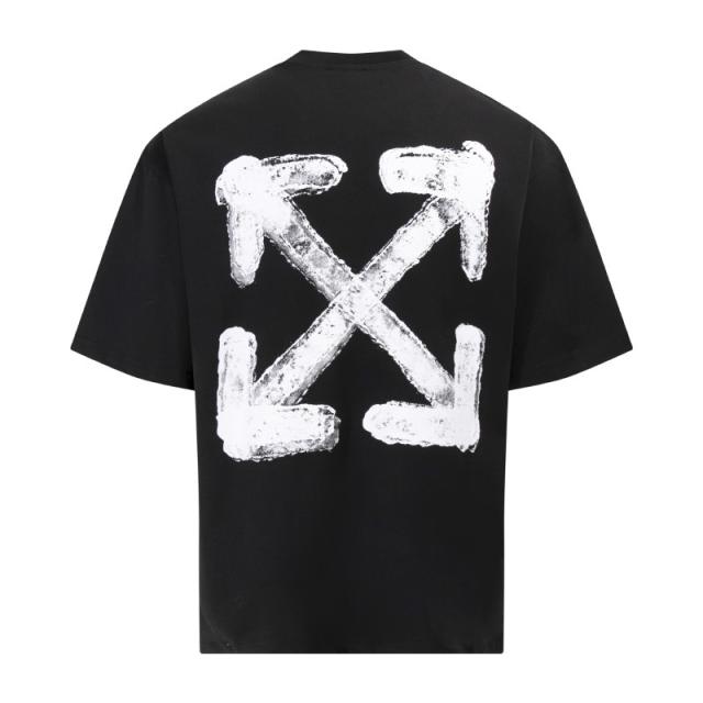 1:1 Top Quality OW SS19 Oversized Oil Painting Diagonal Arrows Tee T-Shirt Black White