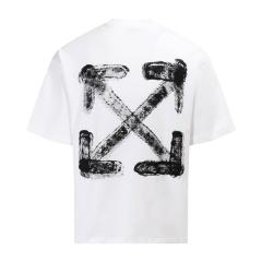 1:1 Top Quality OW SS19 Oversized Oil Painting Diagonal Arrows Tee T-Shirt Black White