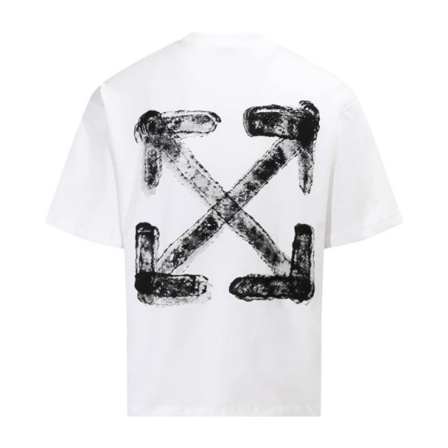 1:1 Top Quality OW SS19 Oversized Oil Painting Diagonal Arrows Tee T-Shirt Black White