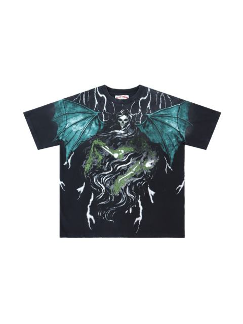 Vintage Washed Grim Reaper Print Loose Fit Streetwear T-Shirt 28978080