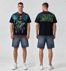 Vintage Washed Grim Reaper Print Loose Fit Streetwear T-Shirt 28978080
