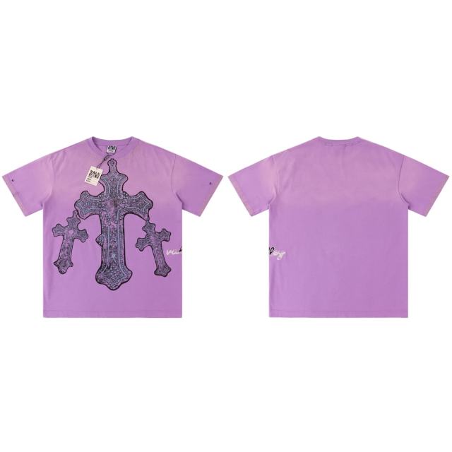 Gothic Cross Hot Drilling Print Washed Tee 3 colors 28899677