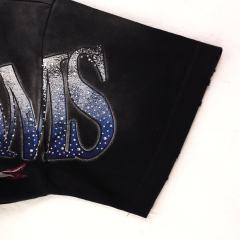 Lightning Leopard Statue of Liberty Print Rhinestone Embroidered Letter Washed Version Tee 28757618