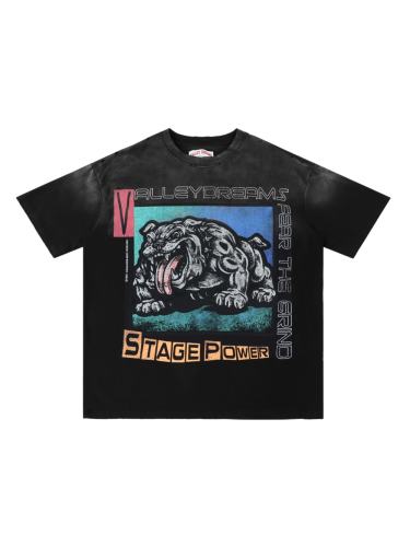 Vintage Bulldog Print Washed Oversized Streetwear T-Shirt 2 colors 28978073