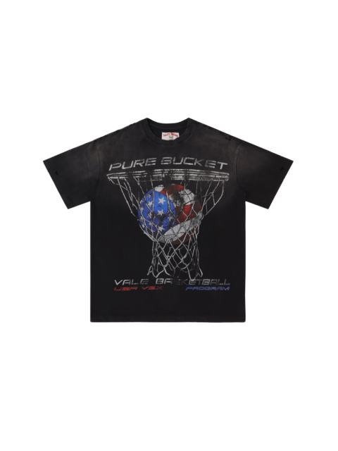 Pure Bucket Basketball Print T-Shirt Black Vintage Cotton Streetwear Tee 28978037