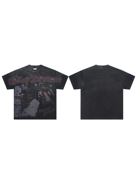 28209012 King Of Pop Printed Washed Version Tee