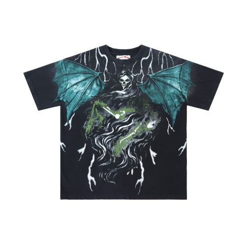 Vintage Washed Grim Reaper Print Loose Fit Streetwear T-Shirt 28978080
