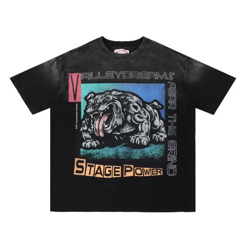 Vintage Bulldog Print Washed Oversized Streetwear T-Shirt 2 colors 28978073