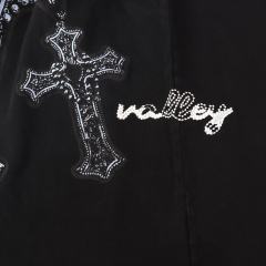 Gothic Cross Hot Drilling Print Washed Tee 3 colors 28899677