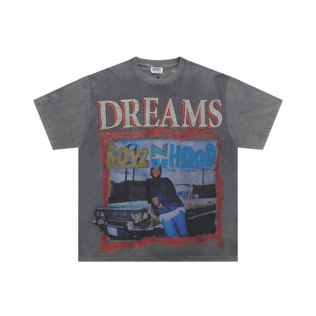 Vale Forever Car Burned diamond Print Washed Version Tee
