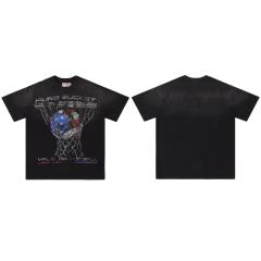 Pure Bucket Basketball Print T-Shirt Black Vintage Cotton Streetwear Tee 28978037