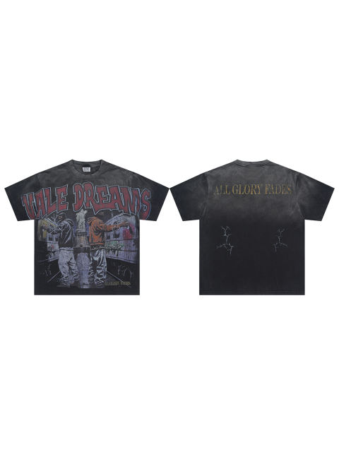 28210718 Wall Graffiti Print Washed Version Tee
