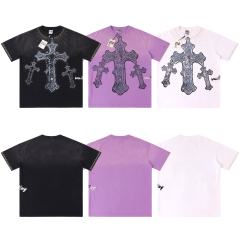 Gothic Cross Hot Drilling Print Washed Tee 3 colors 28899677