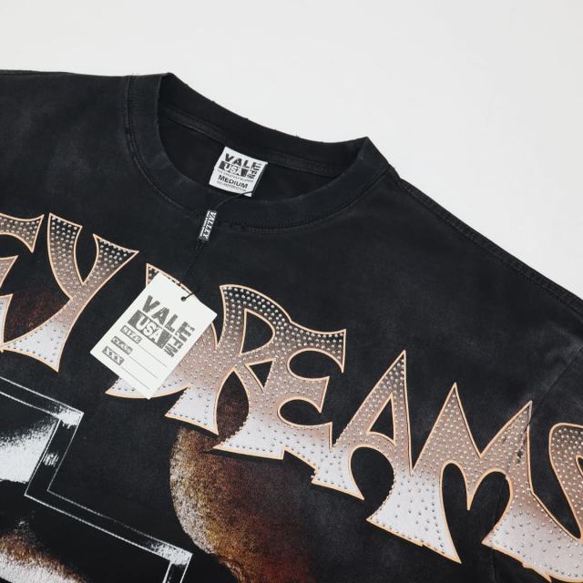 Rhinestone Letter Portrait Print Washed Version Tee 28756727