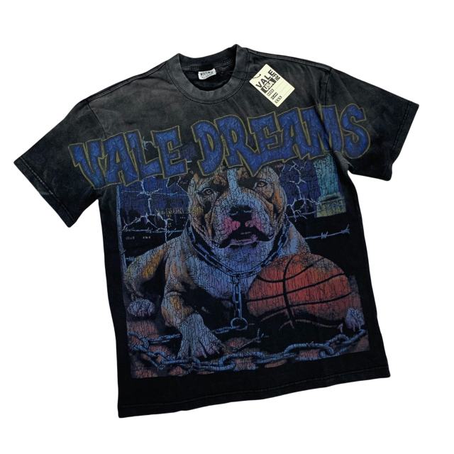 28219106 Dog and Basketball Printed Washed Version Tee