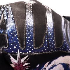 Lightning Leopard Statue of Liberty Print Rhinestone Embroidered Letter Washed Version Tee 28757618