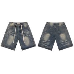 Sunflower Waterdrop Rhinestone Washed Denim Shorts 2 colors 28899679