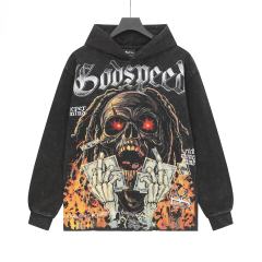 Skeleton Dollar Letter Print Washed Hoodie 2 colors 28690404