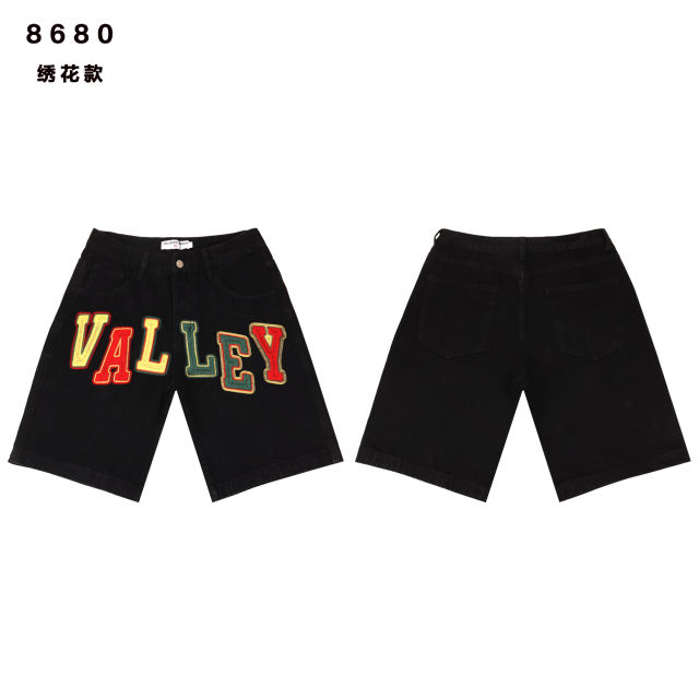 Colorful Embroidered Letter Denim Shorts 2 colors 28759554
