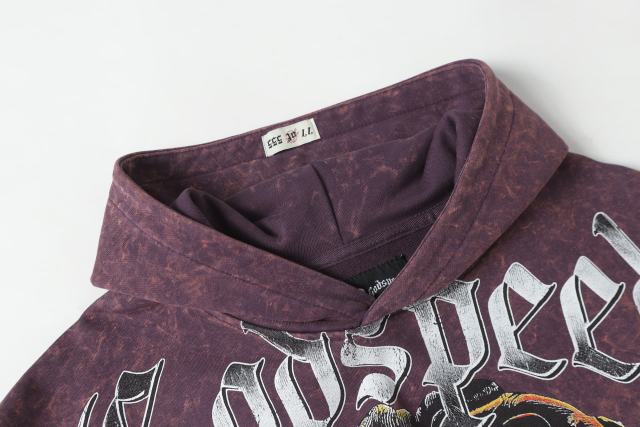 Skeleton Dollar Letter Print Washed Hoodie 2 colors 28690404