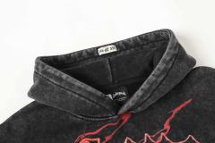 Black Cycling Suit Skull Print Washed Hoodie 2 colors 28696537