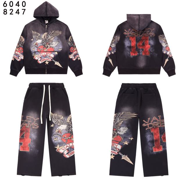 Eagle Star Magic Wand Print Washed Version Hoodie & Pants Set 3 colors 28705418