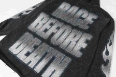 Skeleton Black Knight Print Washed Hoodie 28696540