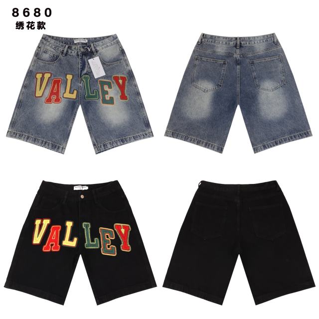 Colorful Embroidered Letter Denim Shorts 2 colors 28759554