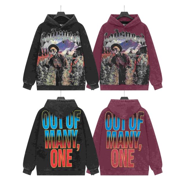 Rhinestone Logo Washed Version Zipper Hoodie 2 colors 28705411