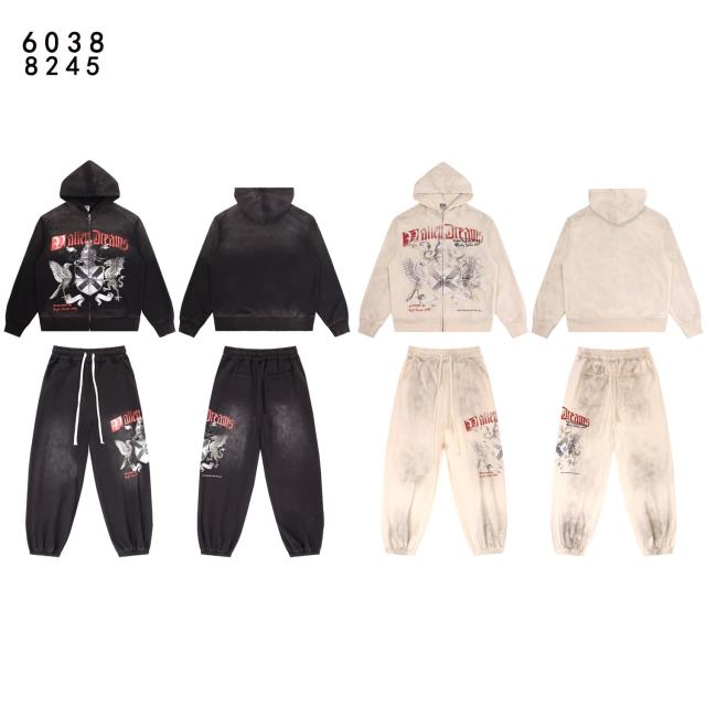 Eagle Evil Dragon God Print Washed Version Hoodie & Pants Set 2 colors 28705416