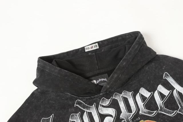 Skeleton Dollar Letter Print Washed Hoodie 2 colors 28690404