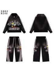 Angry Bee Print Washed Version Hoodie & Pants Set 4 colors 28705419