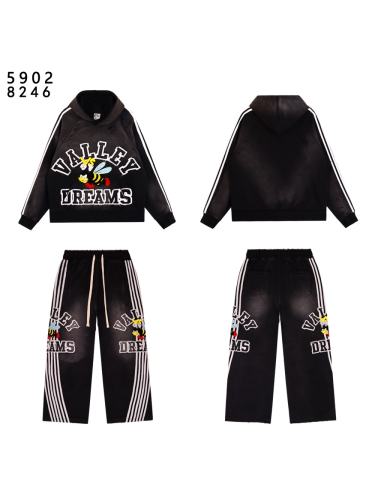Angry Bee Print Washed Version Hoodie & Pants Set 4 colors 28705419