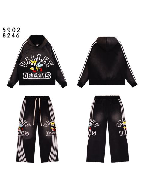 Angry Bee Print Washed Version Hoodie & Pants Set 4 colors 28705419